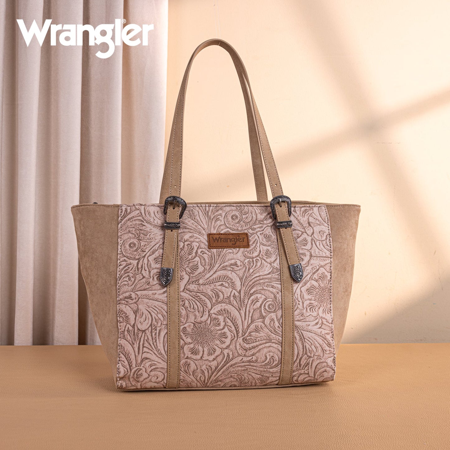 WG277-2002KH   Wrangler Vintage Floral Printed Large Tote Bag - Khaki