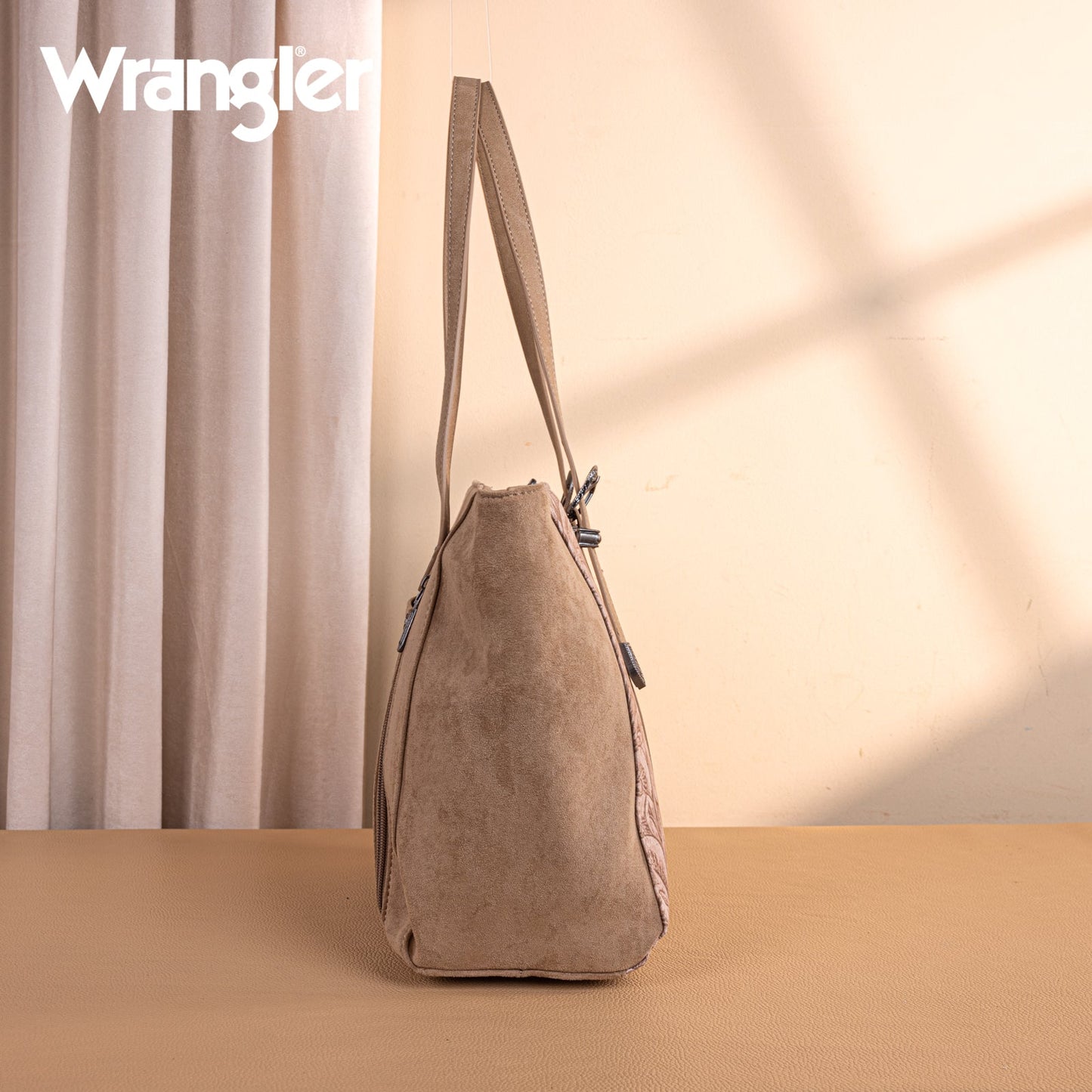 WG277-2002KH   Wrangler Vintage Floral Printed Large Tote Bag - Khaki