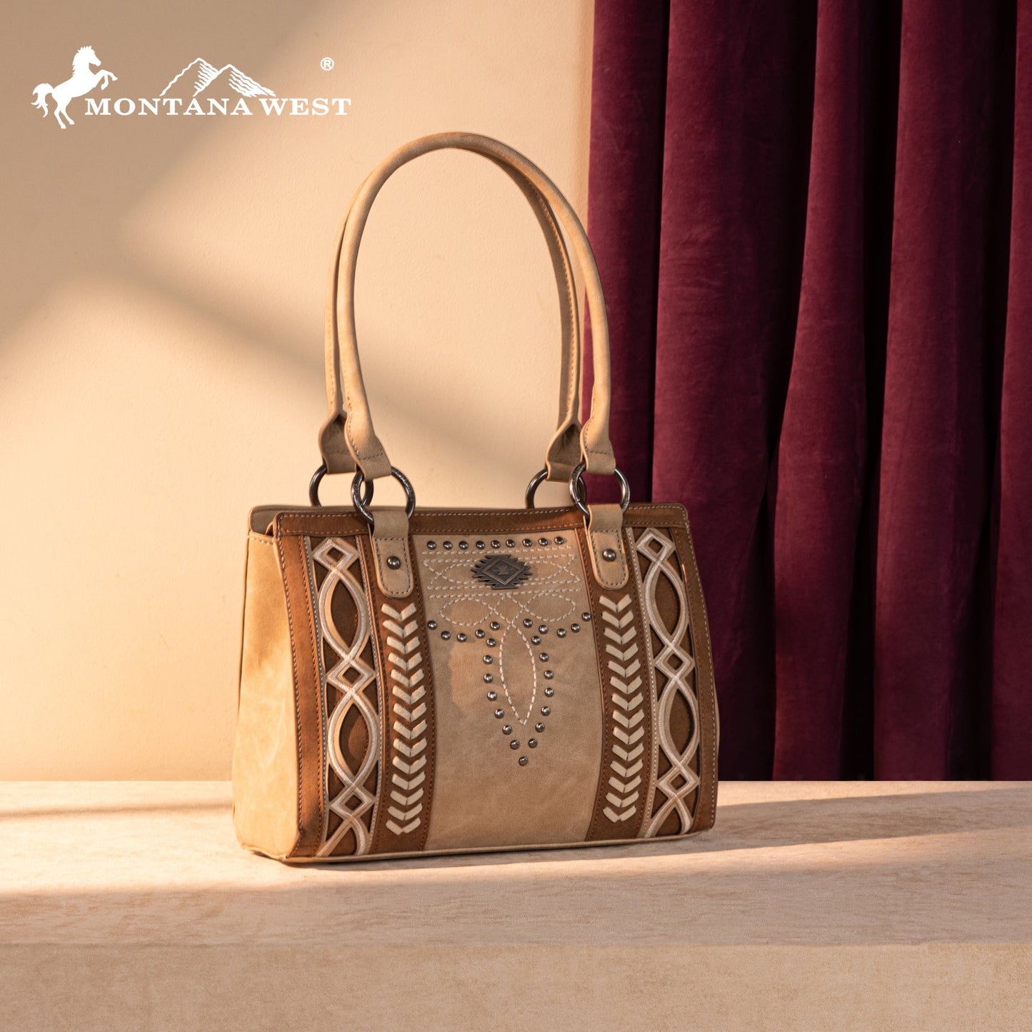 MW1325G-8317  Montana West Cut-Out Embroidered Concealed Carry Tote