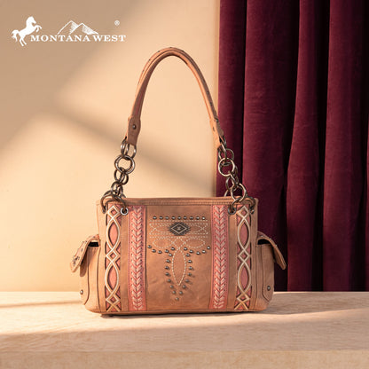 MW1325G-8085  Montana West Cut-Out Embroidered Concealed Carry Satchel