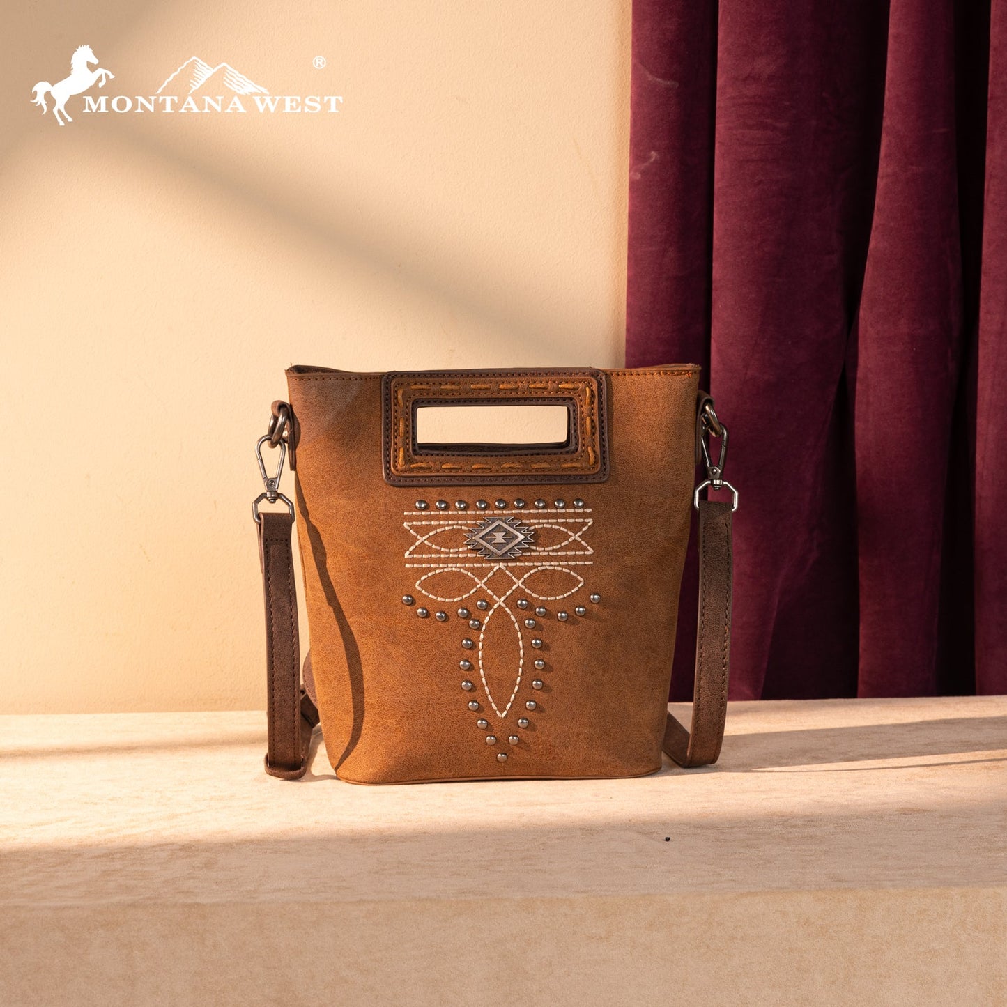 MW1325-8360  Montana West Cut-Out Embroidered Top Handle Crossbody