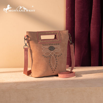 MW1325-8360  Montana West Cut-Out Embroidered Top Handle Crossbody