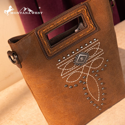 MW1325-8360  Montana West Cut-Out Embroidered Top Handle Crossbody