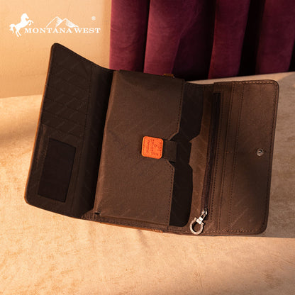MW1325-W018 Montana West Cut-Out Embroidered Collection Wallet