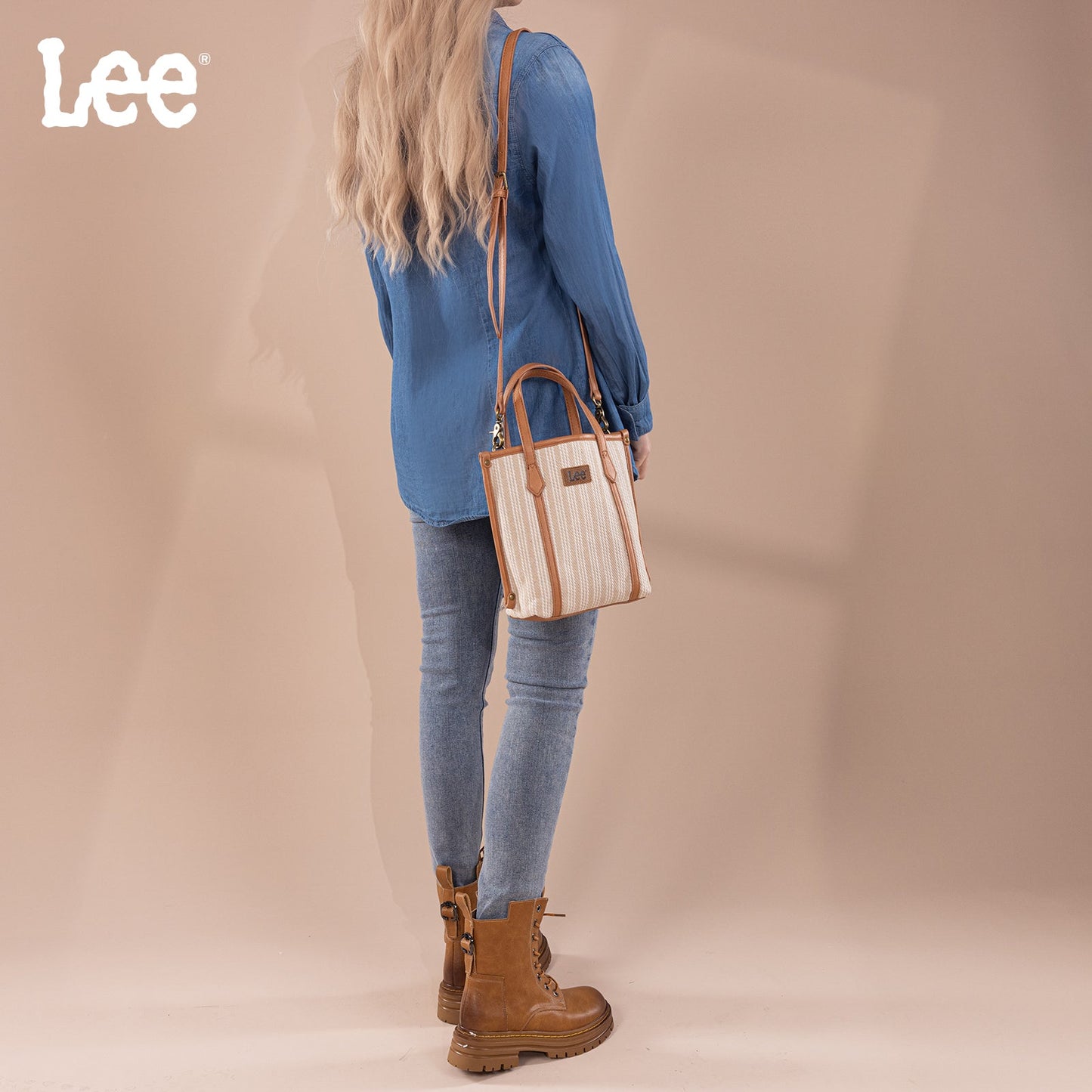 LEE55-002    LEE Stripe Collection Small Tote/Crossbody