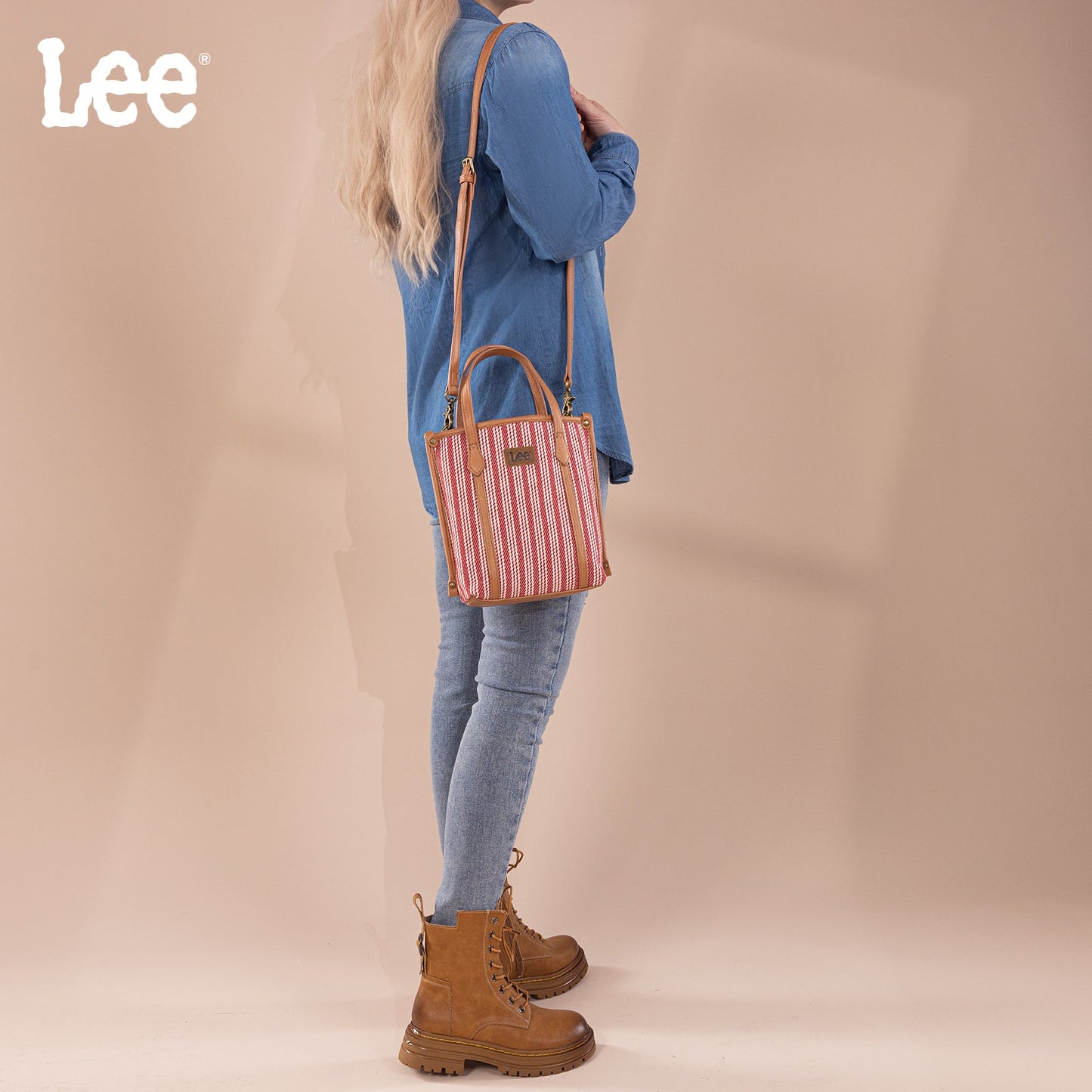 LEE55-002    LEE Stripe Collection Small Tote/Crossbody