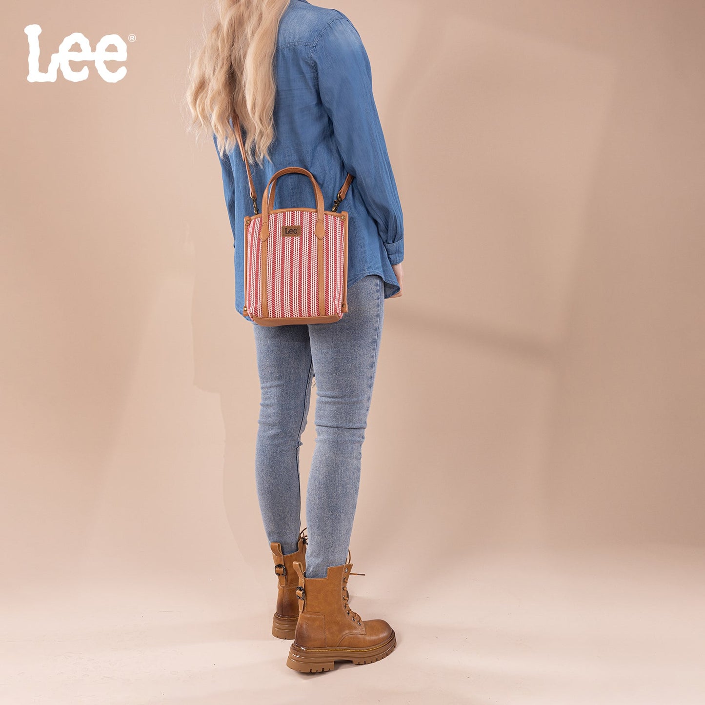 LEE55-002    LEE Stripe Collection Small Tote/Crossbody