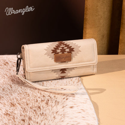 WG218-W068  Wrangler Aztec Embroidered  Wallet/Wristlet -Beige