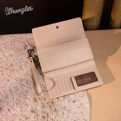 WG218-W068  Wrangler Aztec Embroidered  Wallet/Wristlet -Beige