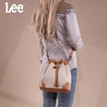 LEE55-006    LEE Stripe Collection Drawstring Bucket Crossbody Bag