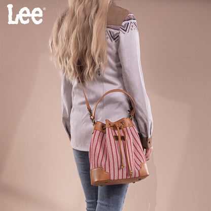 LEE55-006    LEE Stripe Collection Drawstring Bucket Crossbody Bag