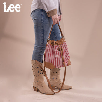 LEE55-006    LEE Stripe Collection Drawstring Bucket Crossbody Bag