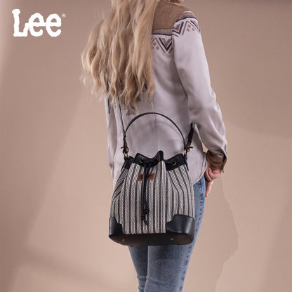 LEE55-006    LEE Stripe Collection Drawstring Bucket Crossbody Bag