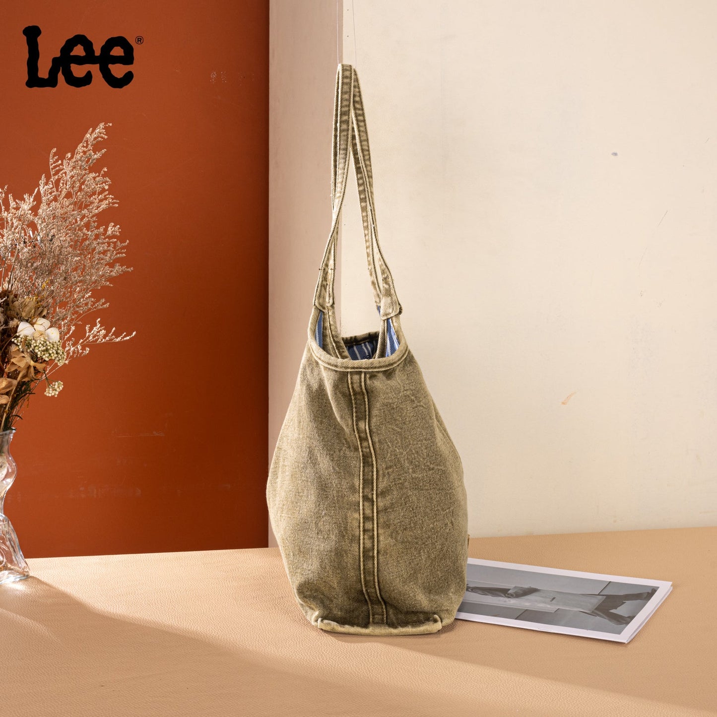 LEE63-001    LEE  Denim Canvas Tote Bag/Shoulder Bag - Green