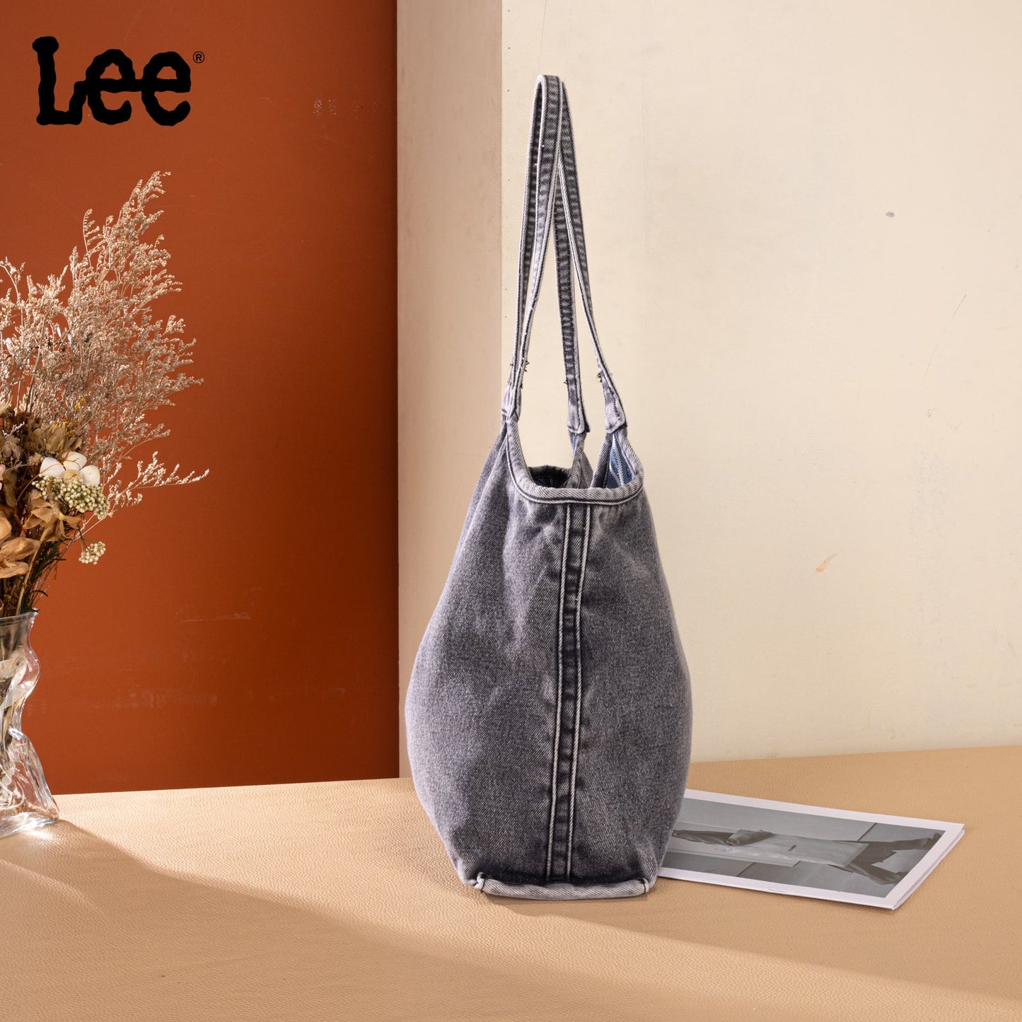 LEE63-001    LEE  Denim Canvas Tote Bag/Shoulder Bag - Black