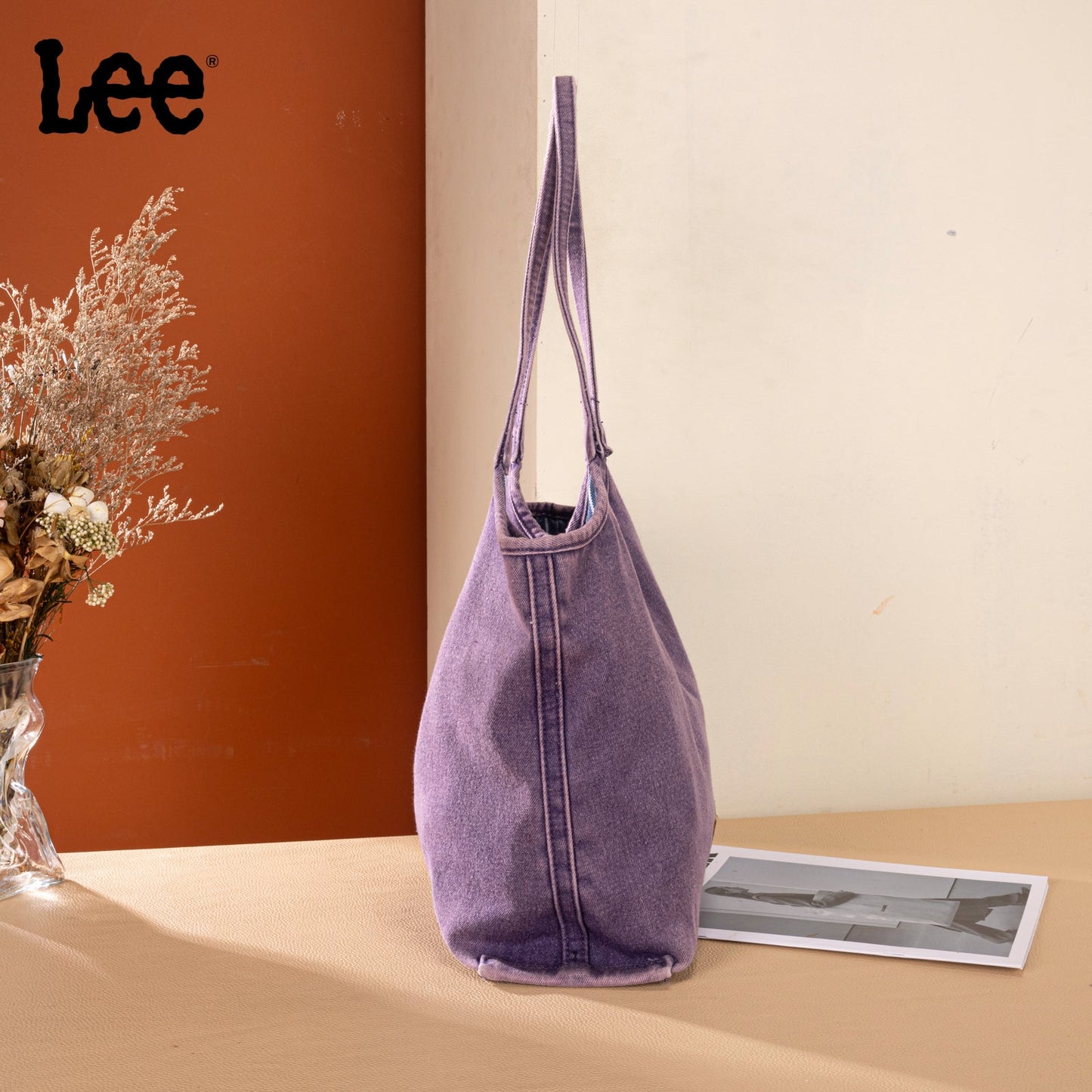 LEE63-001    LEE  Denim Canvas Tote Bag/Shoulder Bag - Light Purple