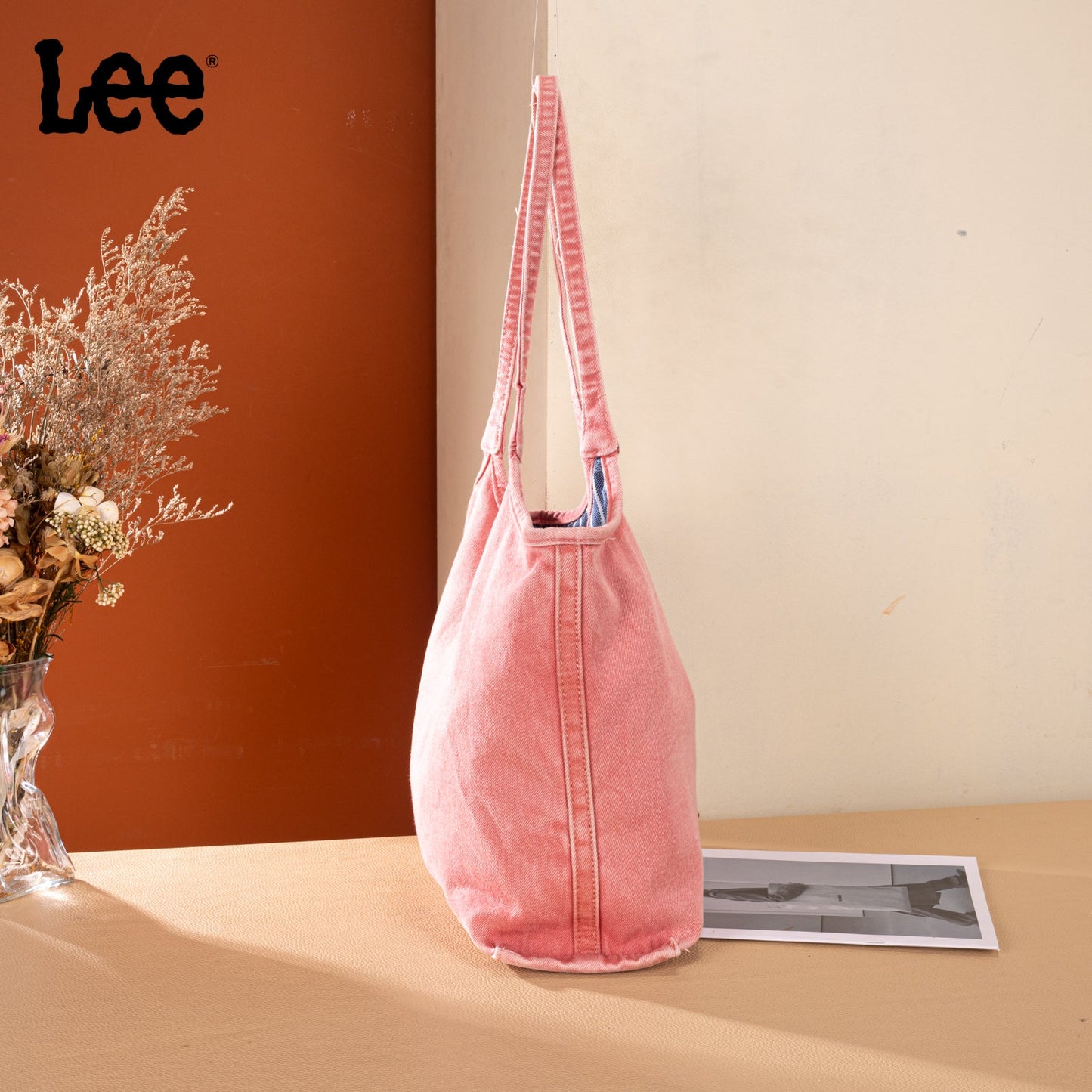LEE63-001    LEE  Denim Canvas Tote Bag/Shoulder Bag - Pink