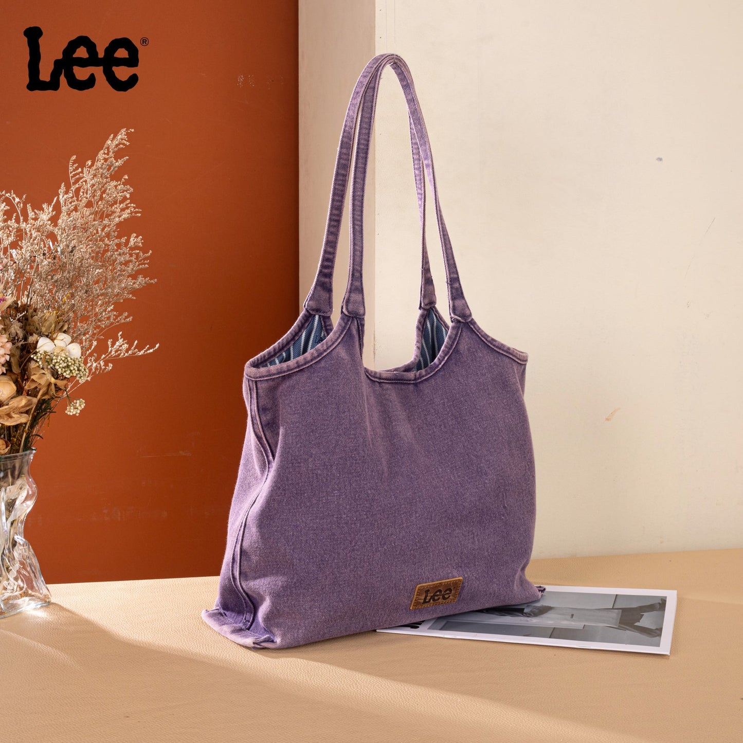 LEE63-001    LEE  Denim Canvas Tote Bag/Shoulder Bag - Light Purple