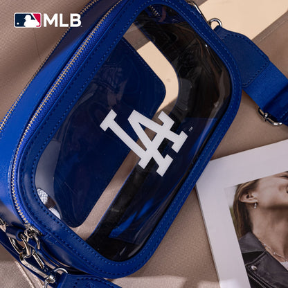 MLB-LA109  MLB Los Angeles Dodgers Team  Clear Crossbody Bag/Stadium Bag -Blue