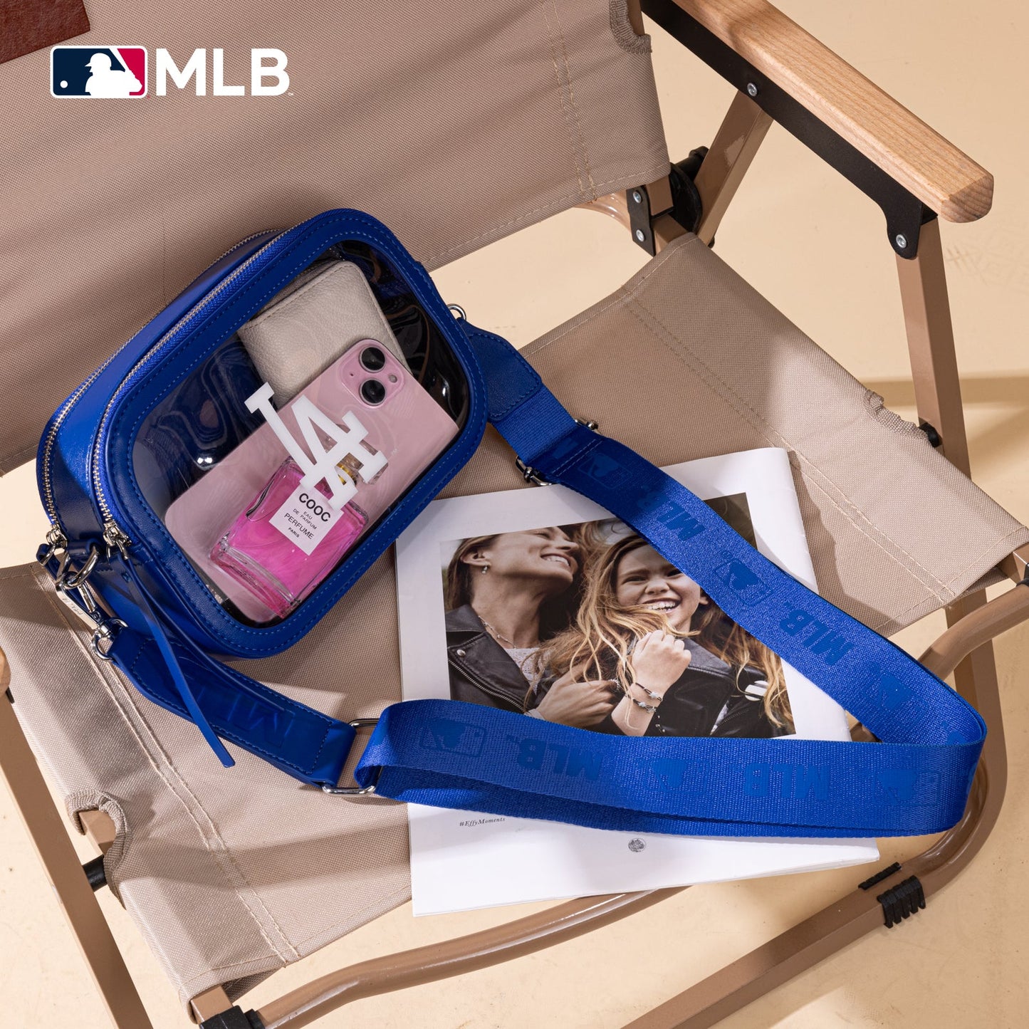 MLB-LA109  MLB Los Angeles Dodgers Team  Clear Crossbody Bag/Stadium Bag -Blue