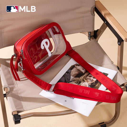 MLB-PP109RD  MLB Philadelphia Phillies Team Clear Crossbody Bag/Stadium Bag - Red