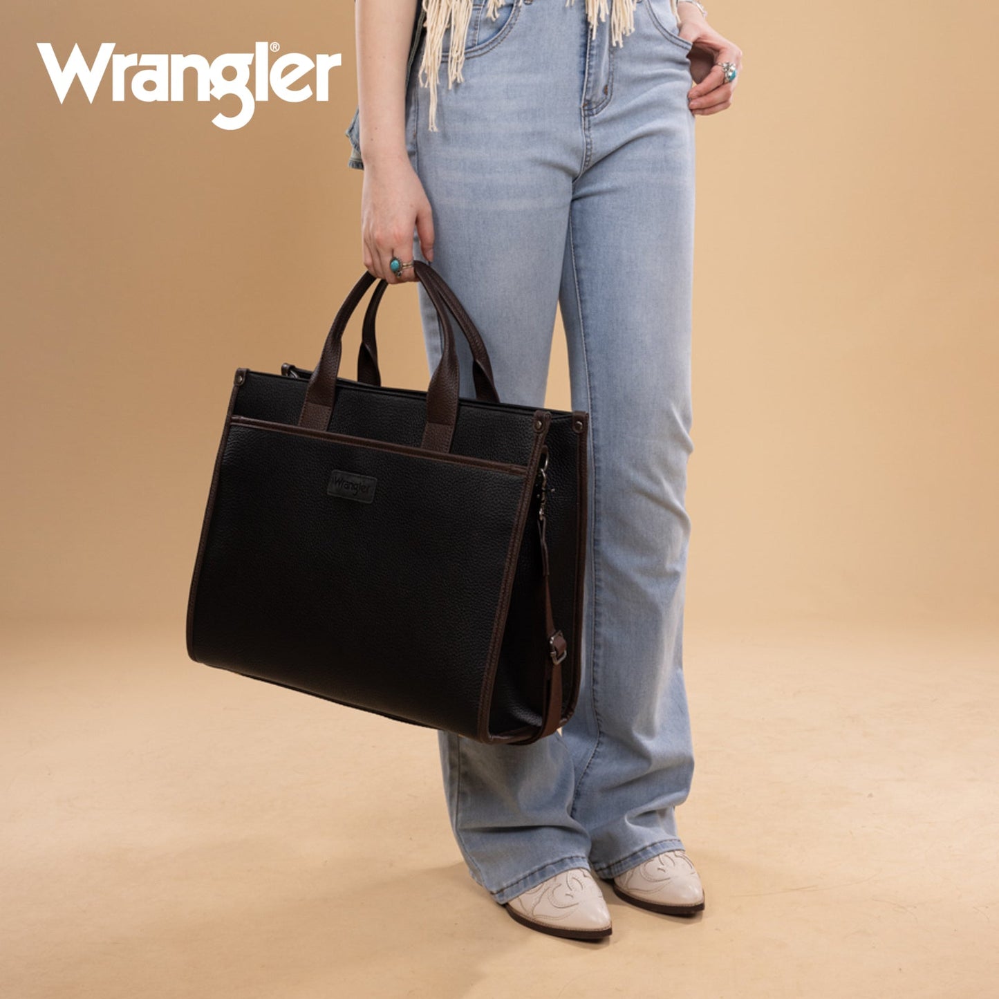 WG288-8119  Wrangler Carry-All Large Tote Work Tote /Crossbody - Black