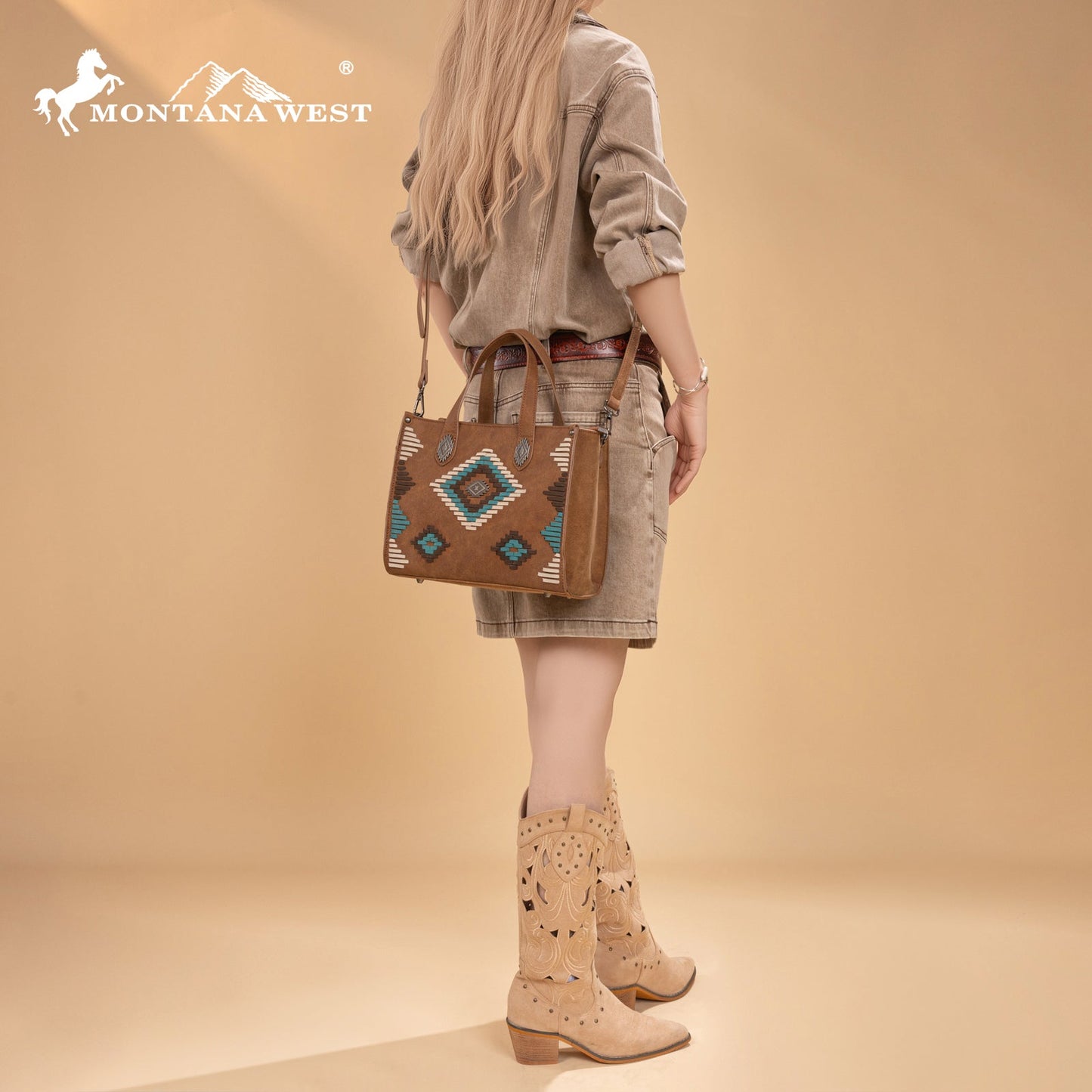 MW1332-8322 Montana West Aztec Collection Tote/Crossbody