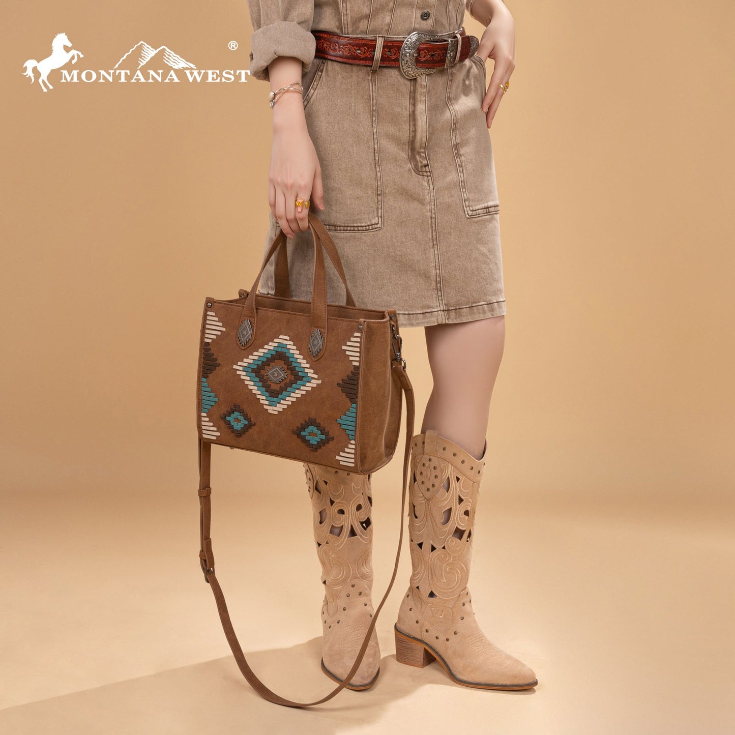 MW1332-8322 Montana West Aztec Collection Tote/Crossbody