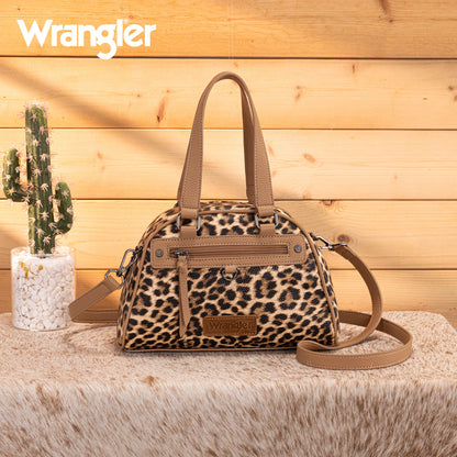 WG399-5112  Wrangler Leopard Print Satchel/Crossbody Bag-BR-LP
