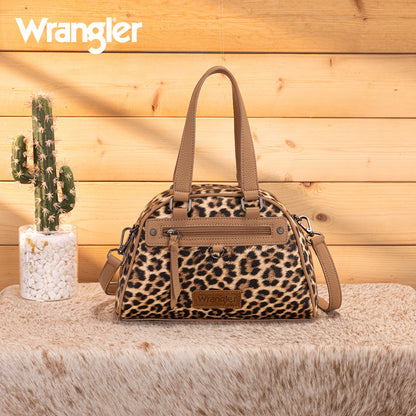 WG399-5112  Wrangler Leopard Print Satchel/Crossbody Bag-BR-LP