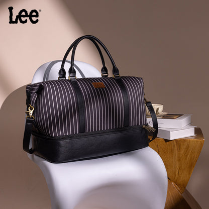 LEE56-001  LEE Striped Collection Canvas Duffle Bag