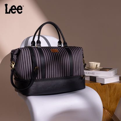 LEE56-001  LEE Striped Collection Canvas Duffle Bag