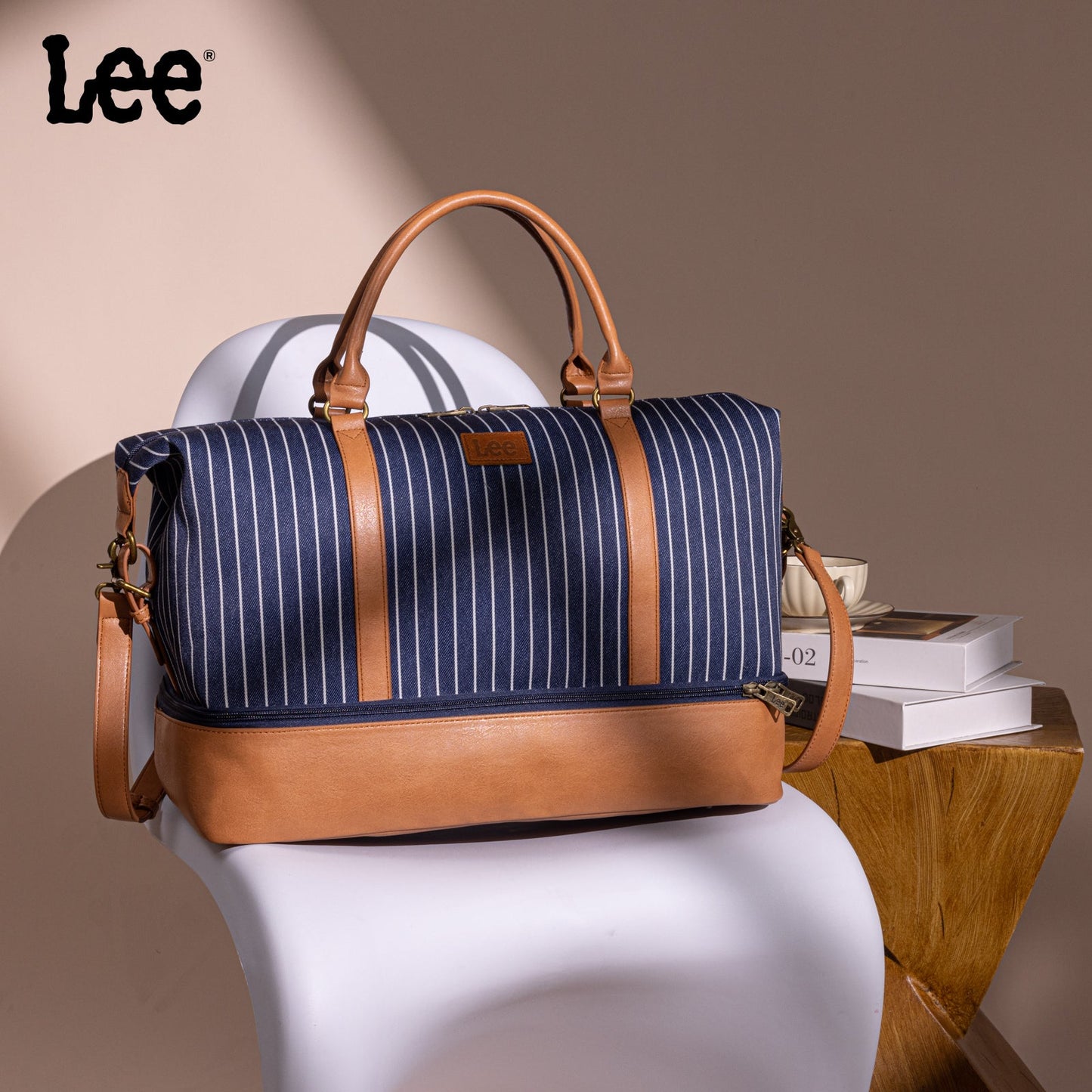 LEE56-001  LEE Striped Collection Canvas Duffle Bag