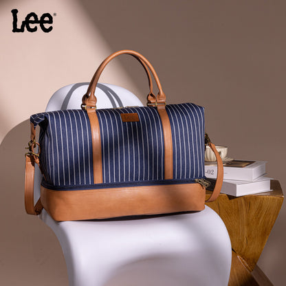 LEE56-001  LEE Striped Collection Canvas Duffle Bag