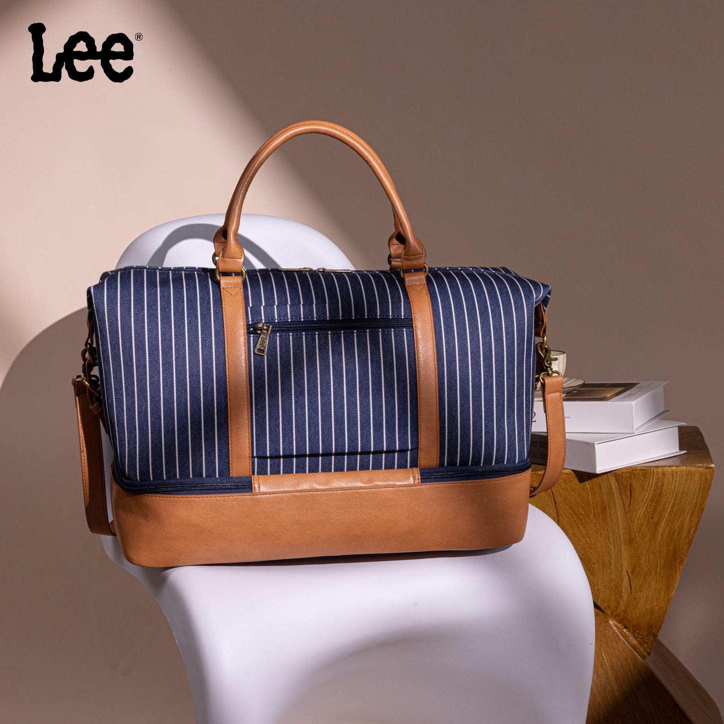 LEE56-001  LEE Striped Collection Canvas Duffle Bag
