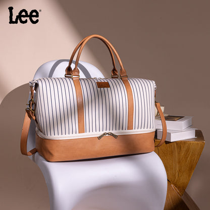 LEE56-001  LEE Striped Collection Canvas Duffle Bag