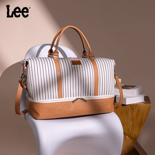 LEE56-001  LEE Striped Collection Canvas Duffle Bag
