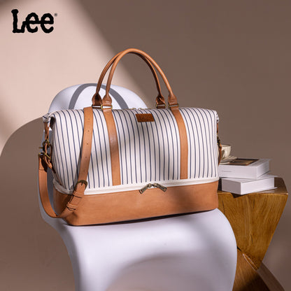 LEE56-001  LEE Striped Collection Canvas Duffle Bag