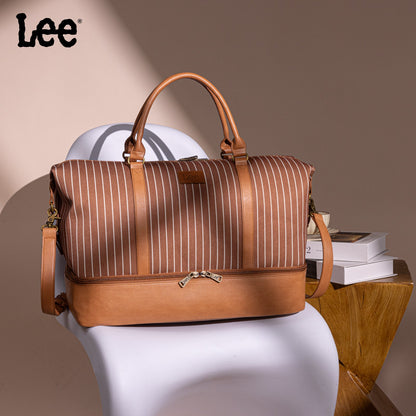 LEE56-001  LEE Striped Collection Canvas Duffle Bag