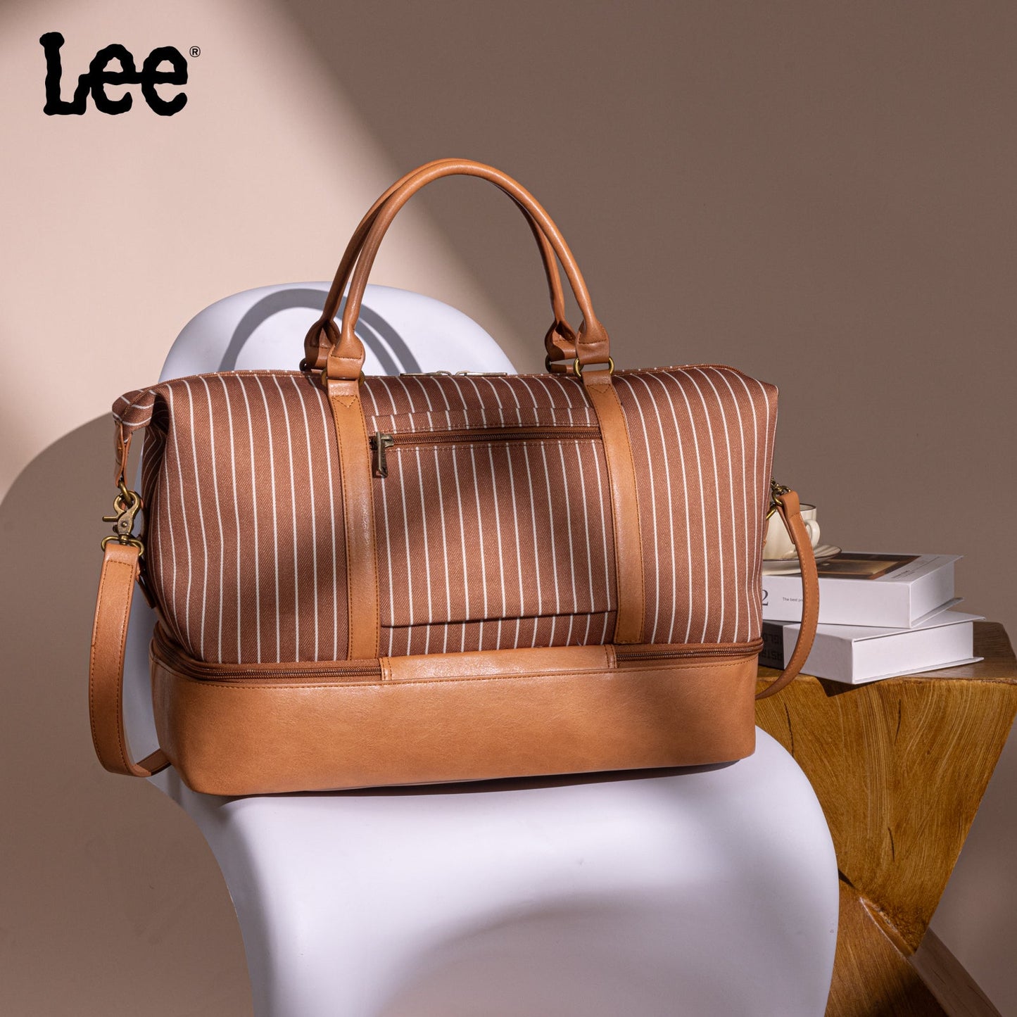 LEE56-001  LEE Striped Collection Canvas Duffle Bag