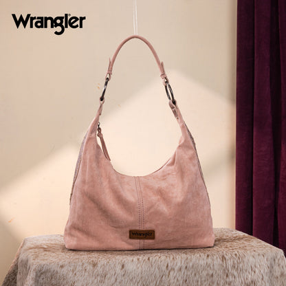 WG276-9182  Wrangler Floral Tooled Hobo Bag with Pouch-Dark Pink
