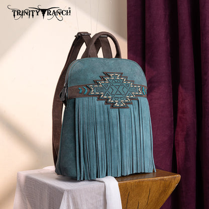 TR196G-9115  Trinity Ranch Aztec Tooled Fringe Concealed Carry Backpack