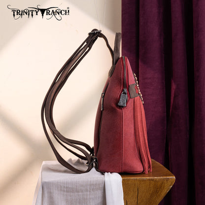 TR196G-9115  Trinity Ranch Aztec Tooled Fringe Concealed Carry Backpack