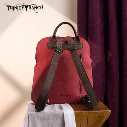 TR196G-9115  Trinity Ranch Aztec Tooled Fringe Concealed Carry Backpack