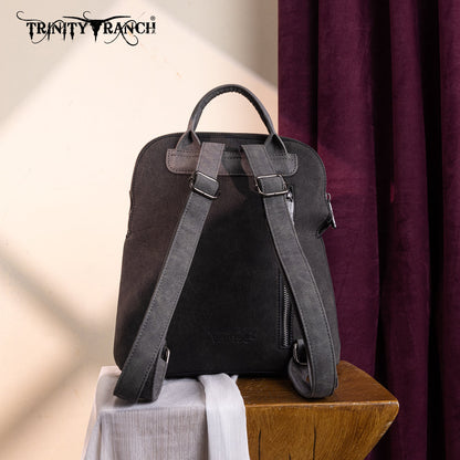 TR196G-9115  Trinity Ranch Aztec Tooled Fringe Concealed Carry Backpack