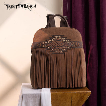 TR196G-9115  Trinity Ranch Aztec Tooled Fringe Concealed Carry Backpack