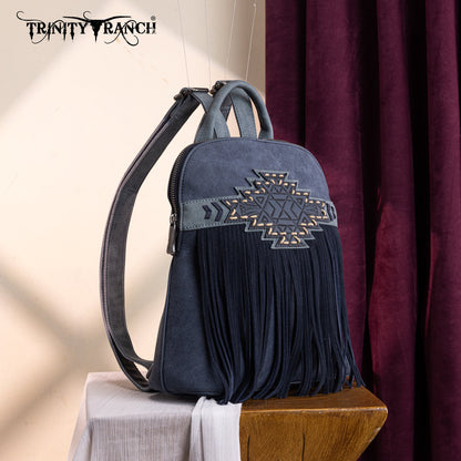TR196G-9115  Trinity Ranch Aztec Tooled Fringe Concealed Carry Backpack