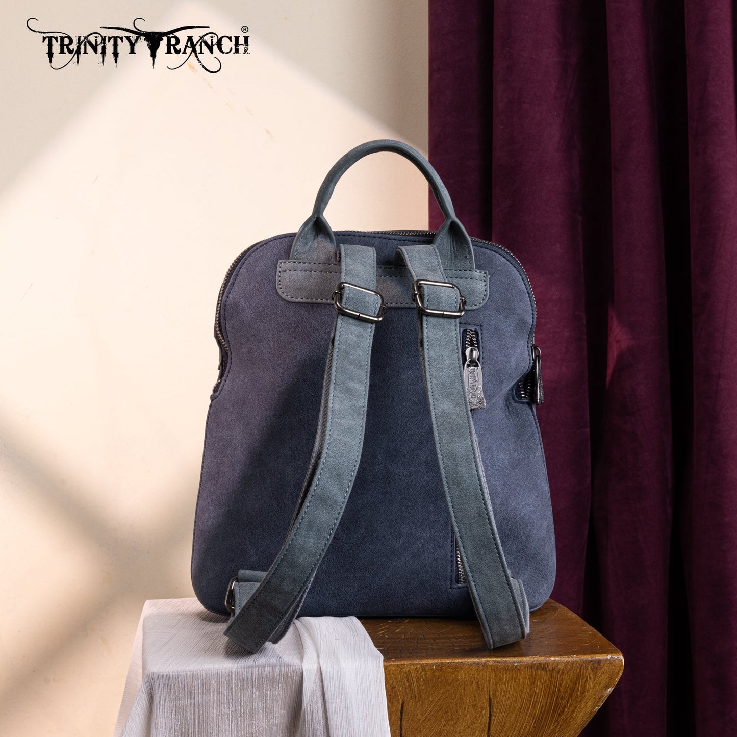 TR196G-9115  Trinity Ranch Aztec Tooled Fringe Concealed Carry Backpack