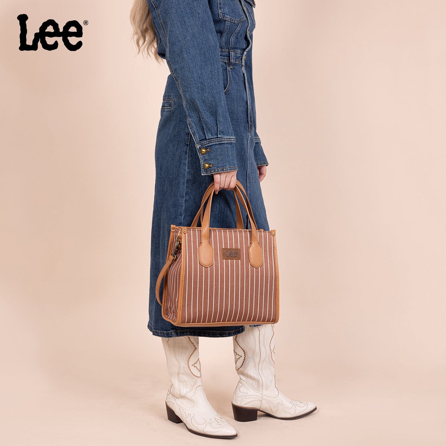 LEE56-007   LEE Striped Canvas Tote Bag/Crossbody