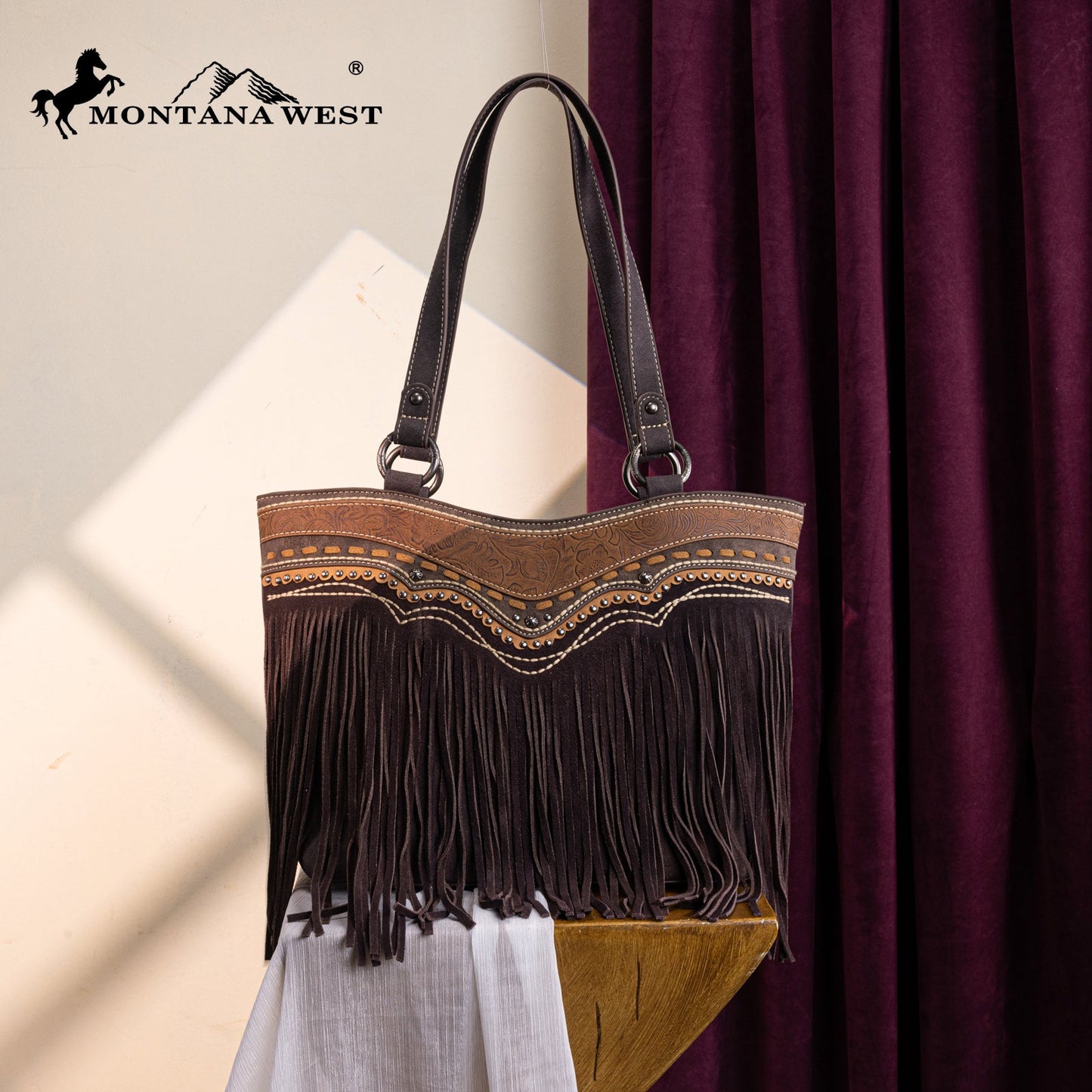 MW1340G-8317 Montana West Fringe Collection Concealed Carry Tote